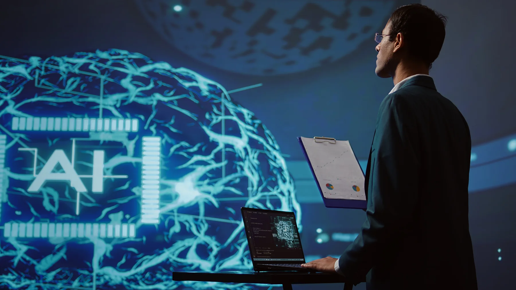 Especialista analizando soluciones de inteligencia artificial para empresas